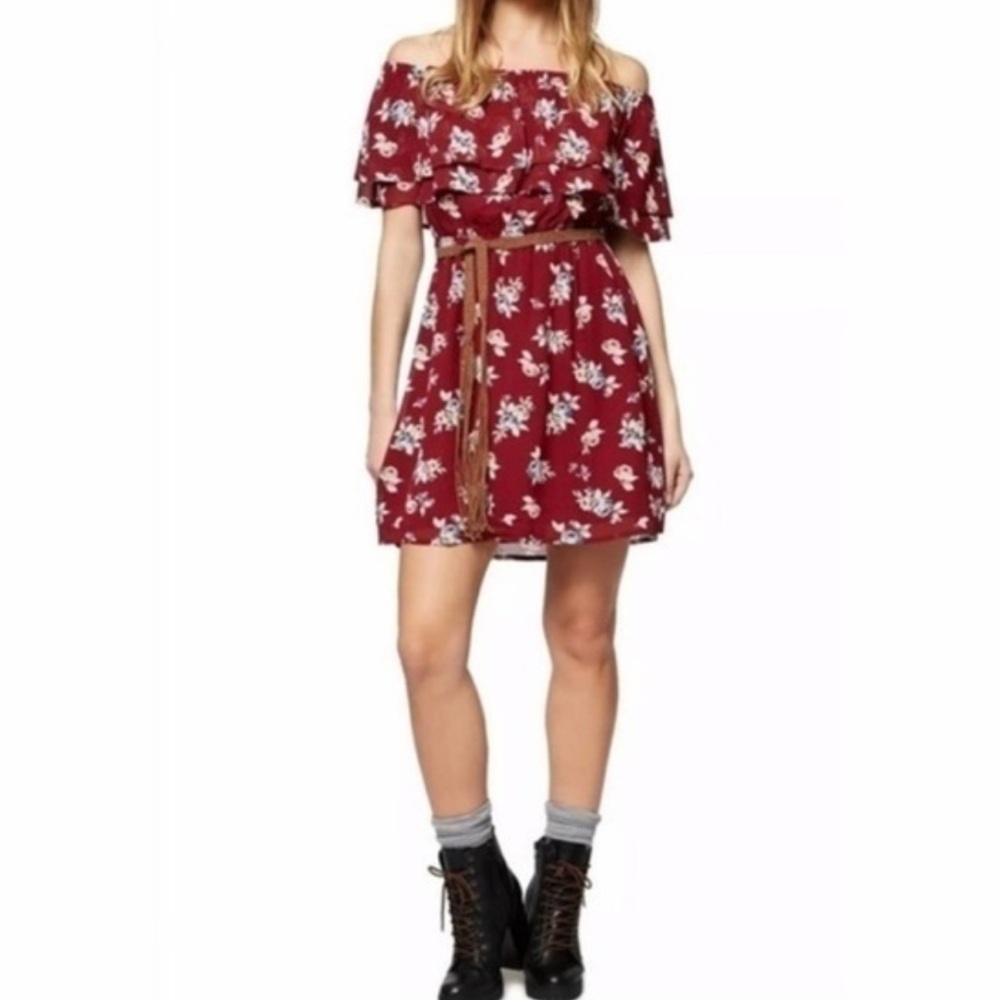 Sanctuary Off The Shoulder Floral Mini Dress SZ XS